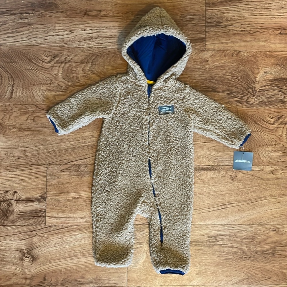 Eddie Bauer Sherpa 6-9 Months Winter Coat/ Suit/ Bunting/ Outfit Brown and Blue